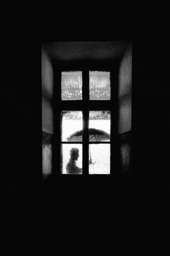Silhouette in Rainy Window by Carlo Ferrara — canvas wall art