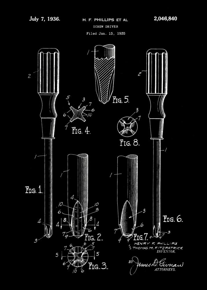 Phillips Screwdriver Patent by Andreas Magnusson — canvas wall art