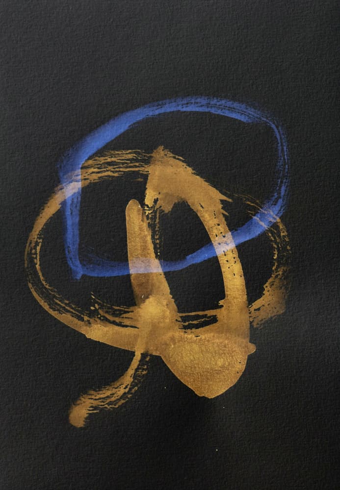 Abstract Gold Blue Movement by Santhosh ch — canvas wall art