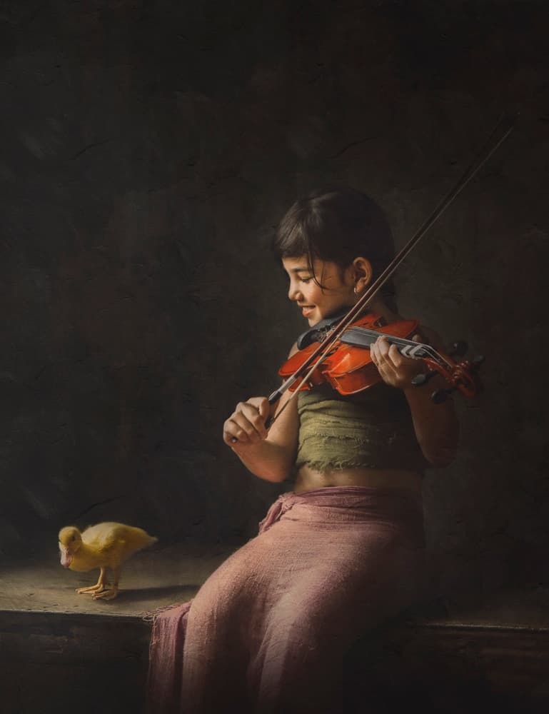 Playing For A Duckling by Sebastian Kisworo — canvas wall art