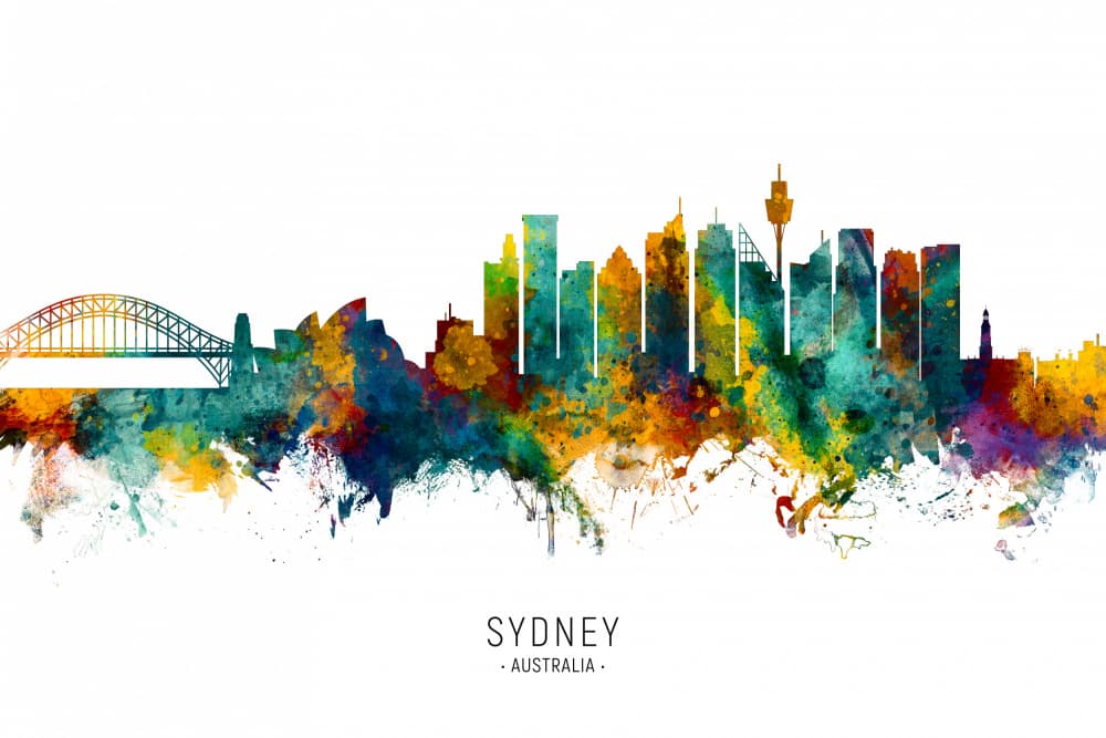 Vibrant Sydney Skyline by Michael Tompsett — canvas wall art