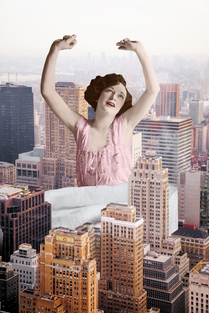 Joyful Woman City Dream by Marja van den Hurk — canvas wall art