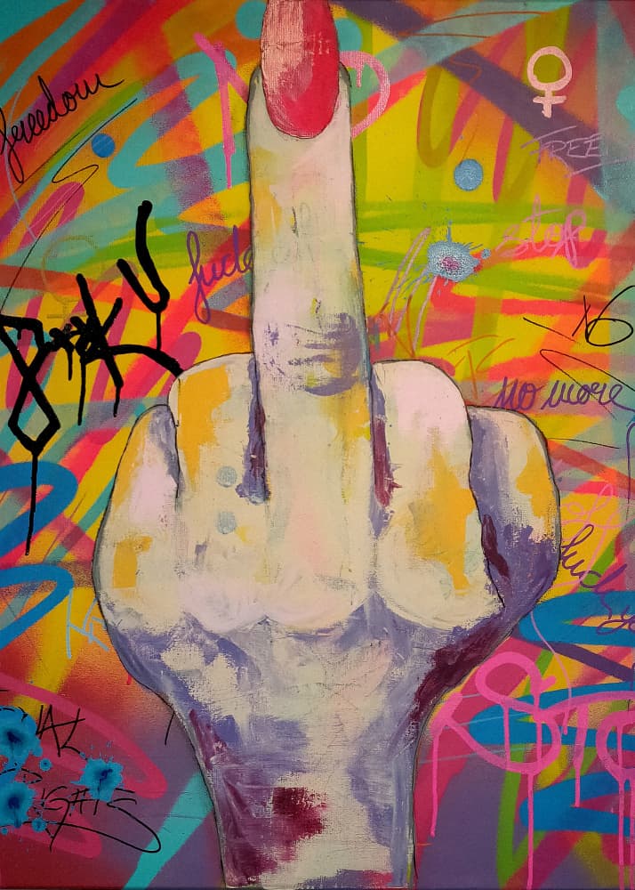 Colorful Middle Finger Art by Sofia Toborg — canvas wall art