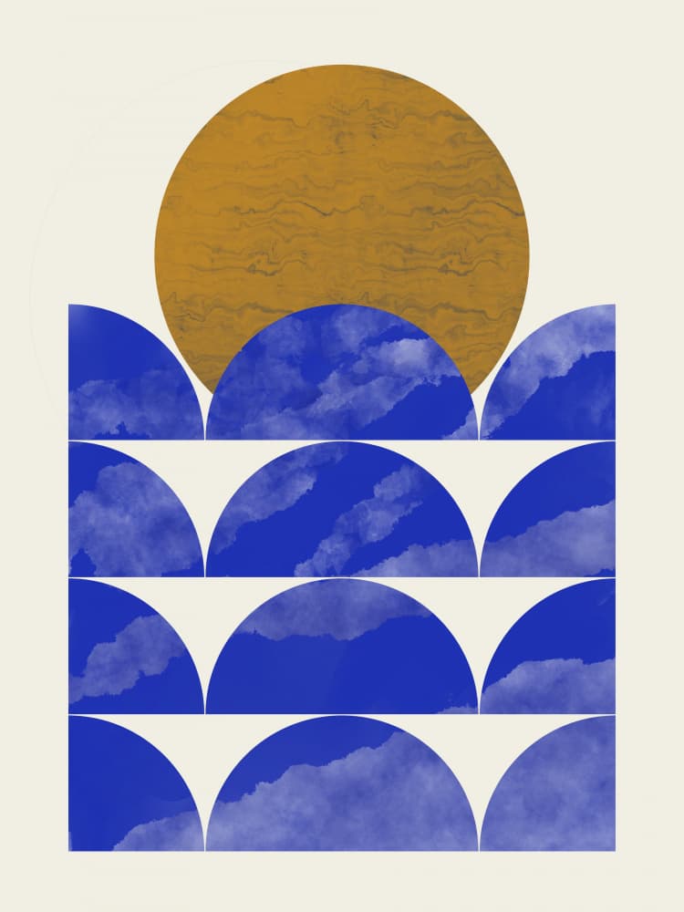 Golden Sun Blue Horizon by Little Dean — canvas wall art