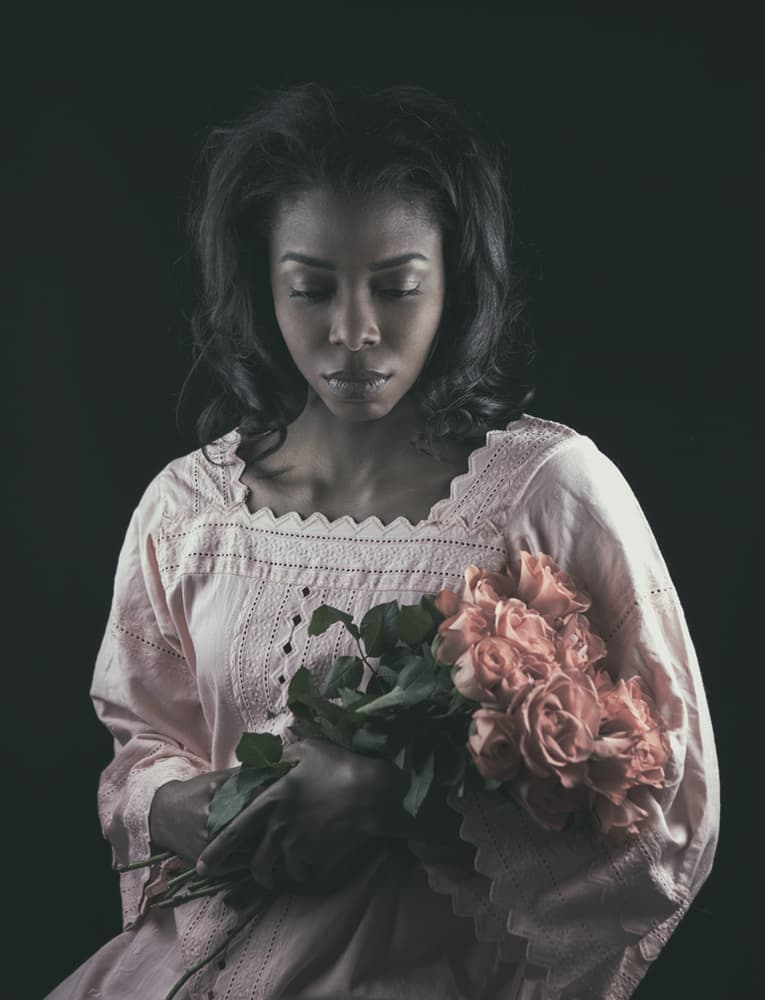 Pensive Woman with Roses by Magdalena Russocka — canvas wall art