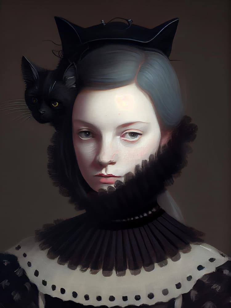 Miss Black Kitty by Dikhotomy — canvas wall art