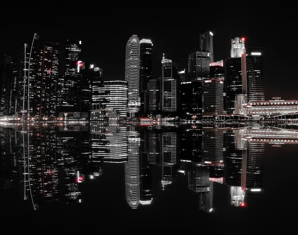 Night City Reflections by hardibudi — canvas wall art