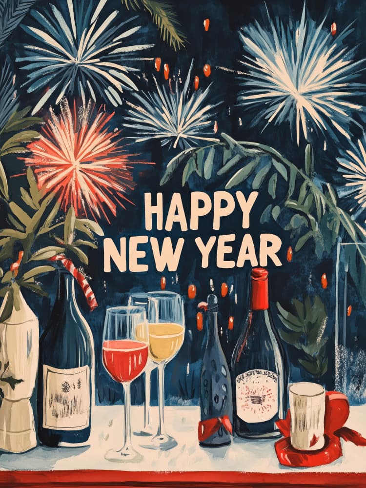 New Year Cheers by Treechild — canvas wall art