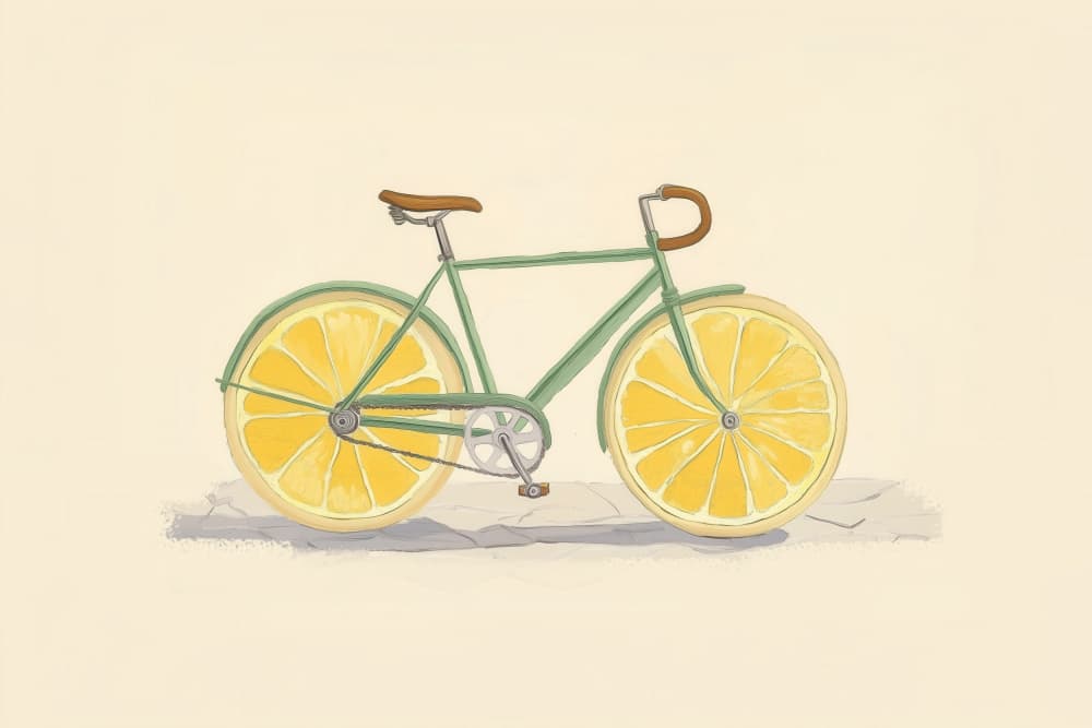 Fresh Lemon Bicycle by Melloi Art Prints — canvas wall art