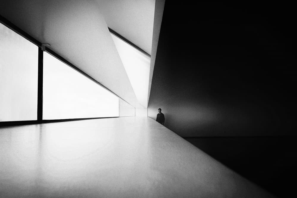 Lone Figure Modern Architecture by Florentinus Joseph — canvas wall art