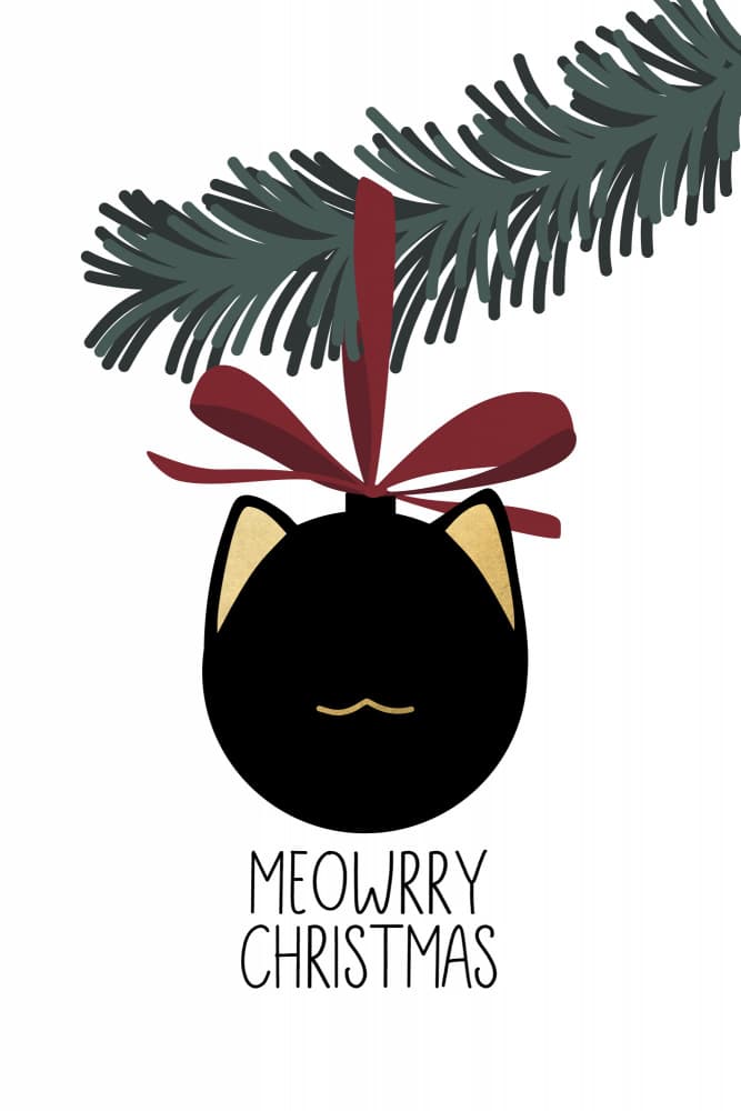 Black Cat Christmas Ornament by Rosana Laiz Blursbyai — canvas wall art