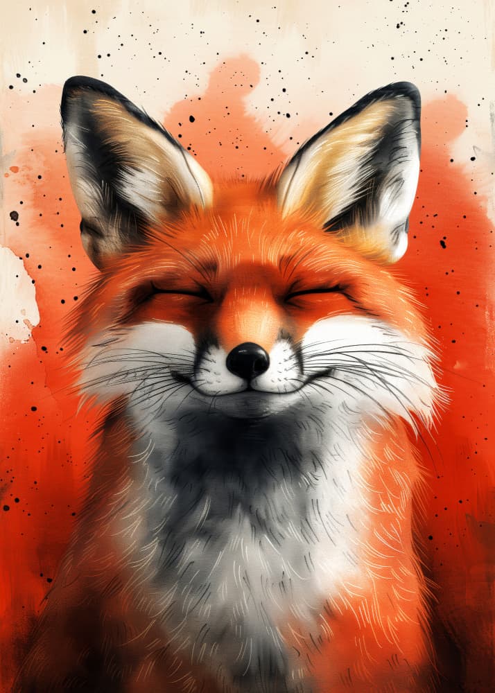 Animal watercolor art Fox 24 by Justyna Jaszke — canvas wall art