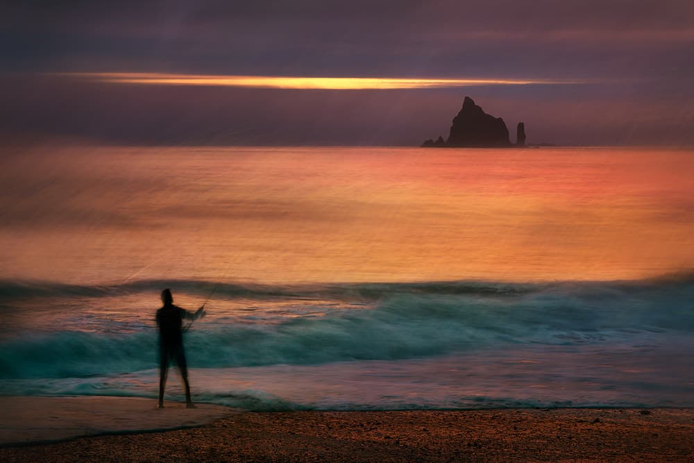 Solitary Fisher Twilight by Shenshen Dou — canvas wall art