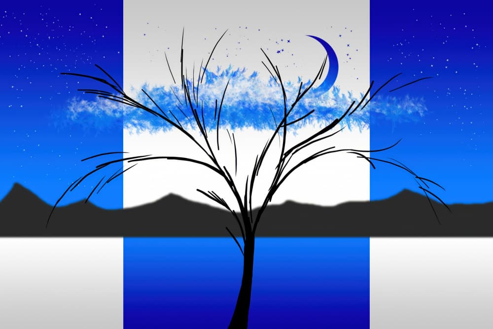 Crescent Moon Bare Tree by Rafal Kulik — canvas wall art