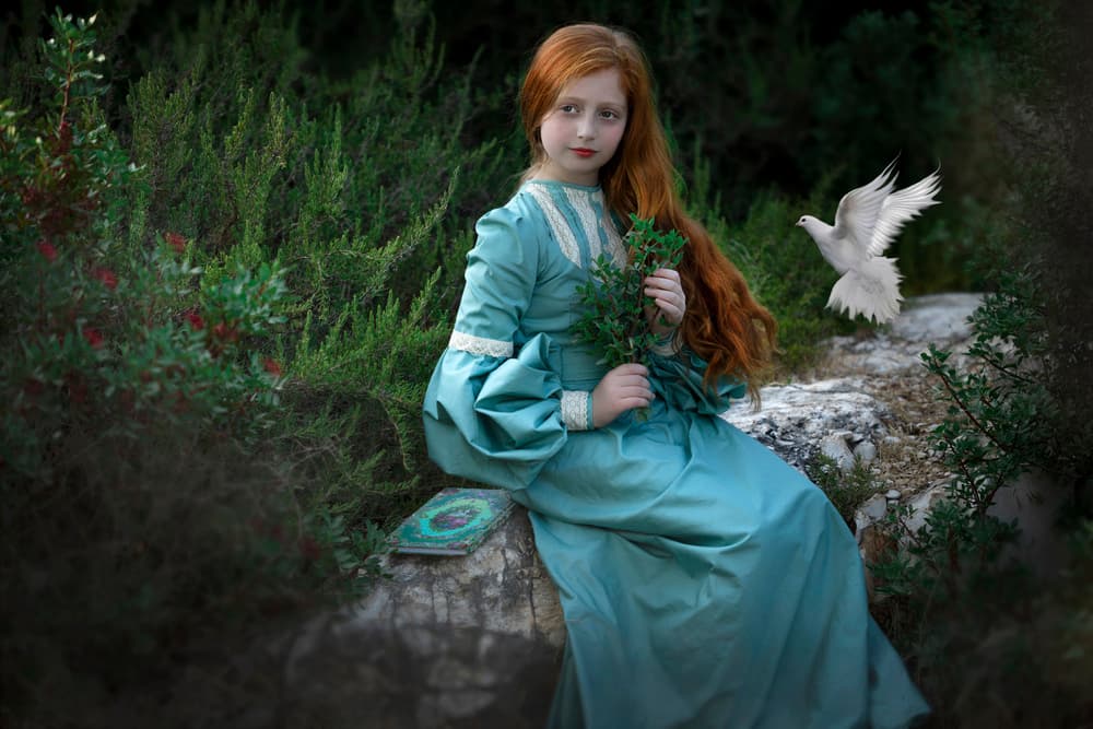 Fairytale Girl and Dove by AYMAN KHRBAWE — canvas wall art