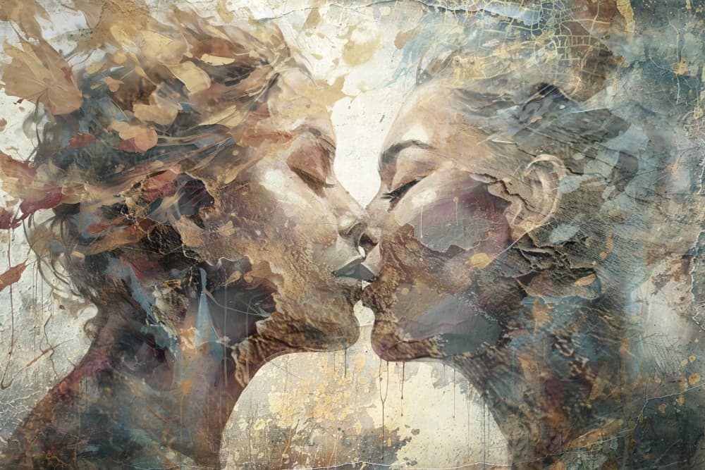 Golden Blue Embrace by Rafal Kulik — canvas wall art