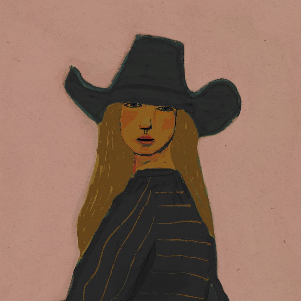 Pensive Woman Hat by Sharyn Bursic — canvas wall art