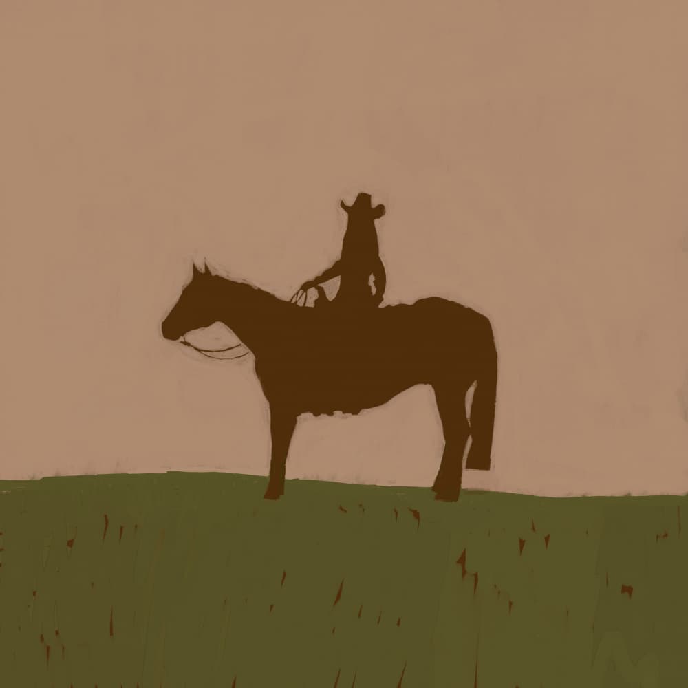 Lone Cowgirl Silhouette by Sharyn Bursic — canvas wall art