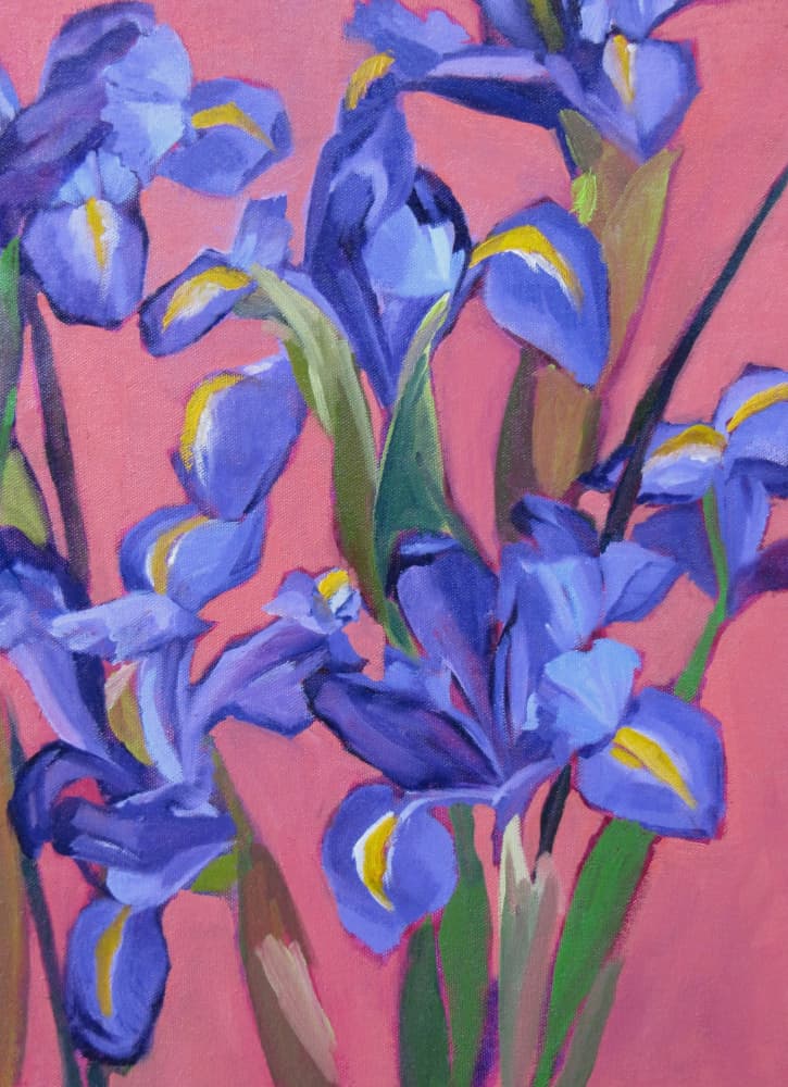 Vibrant Blue Irises by Maxine Shore — canvas wall art
