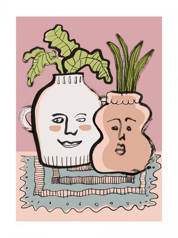 Happy Plant Vases by Catalina Somolinos — canvas wall art