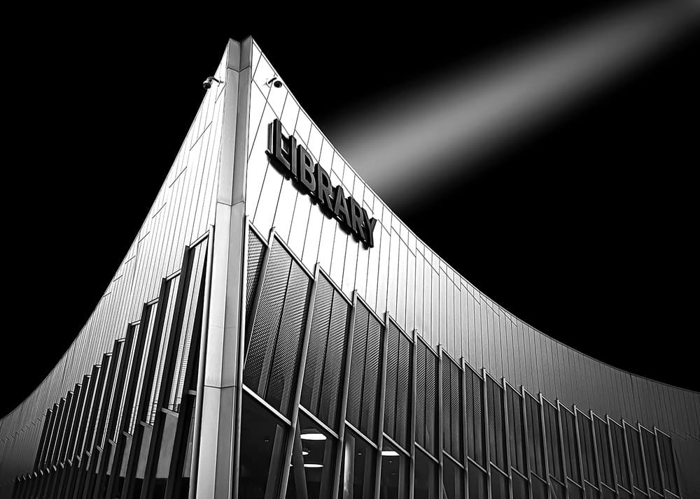 Library Light Beam by Louie Luo — canvas wall art