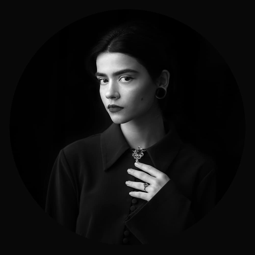 Elegant Monochrome Portrait by Bobby Kostadinov — canvas wall art