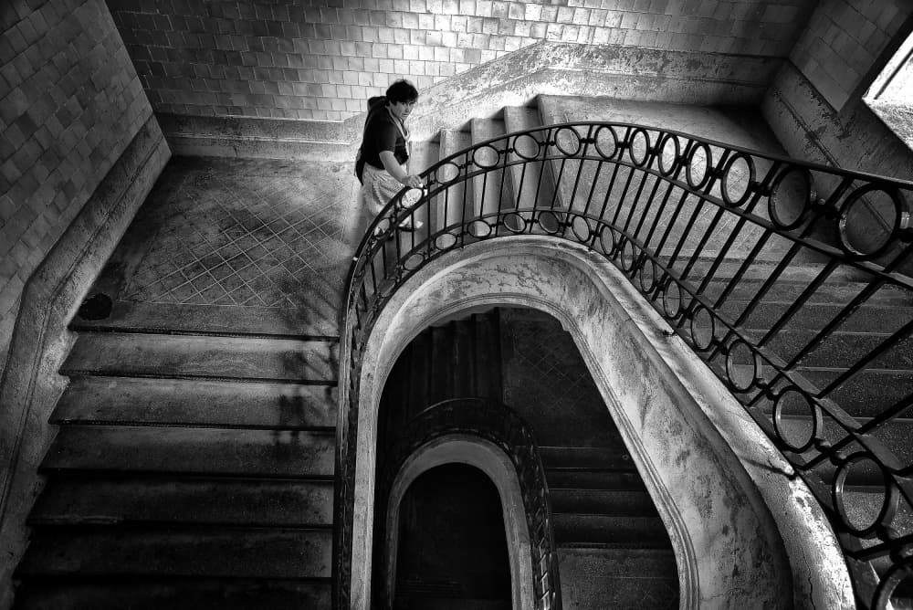 Elegant Spiral Staircase by Jorge Pimenta — canvas wall art
