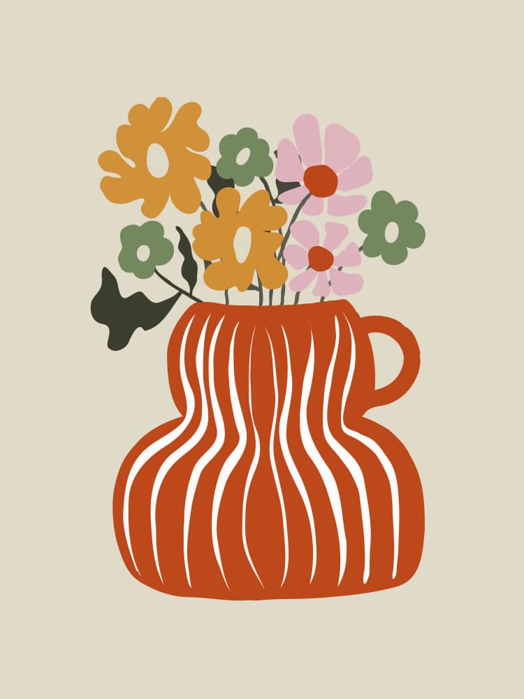 Retro Floral Still Life by Miho Art Studio — canvas wall art