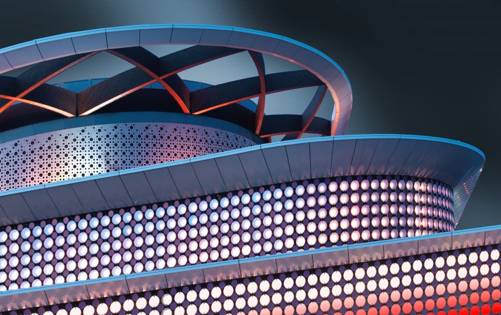 Vibrant Curved Architecture by Erhard Batzdorf — canvas wall art