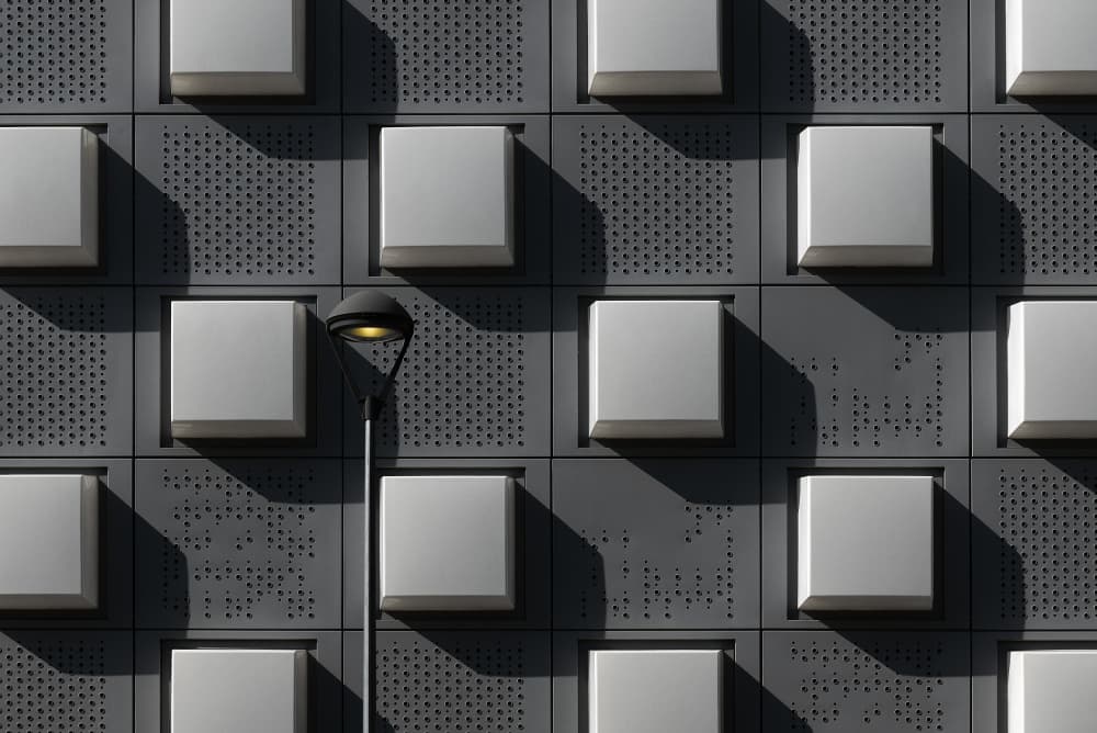 Geometric Facade Lamppost by Wim Schuurmans — canvas wall art