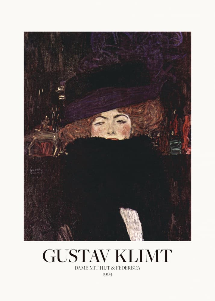 Dame Mit Hut Und Federboa (1909)  Poster by Gustav Klimt — canvas wall art