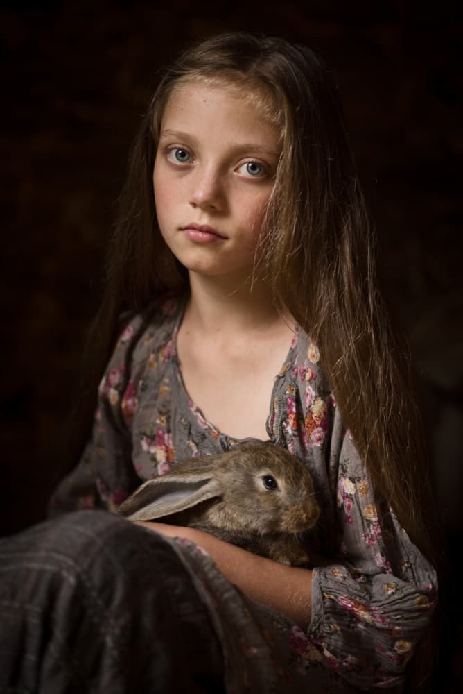 Pensive Girl With Rabbit by Małgorzata Masarz — canvas wall art