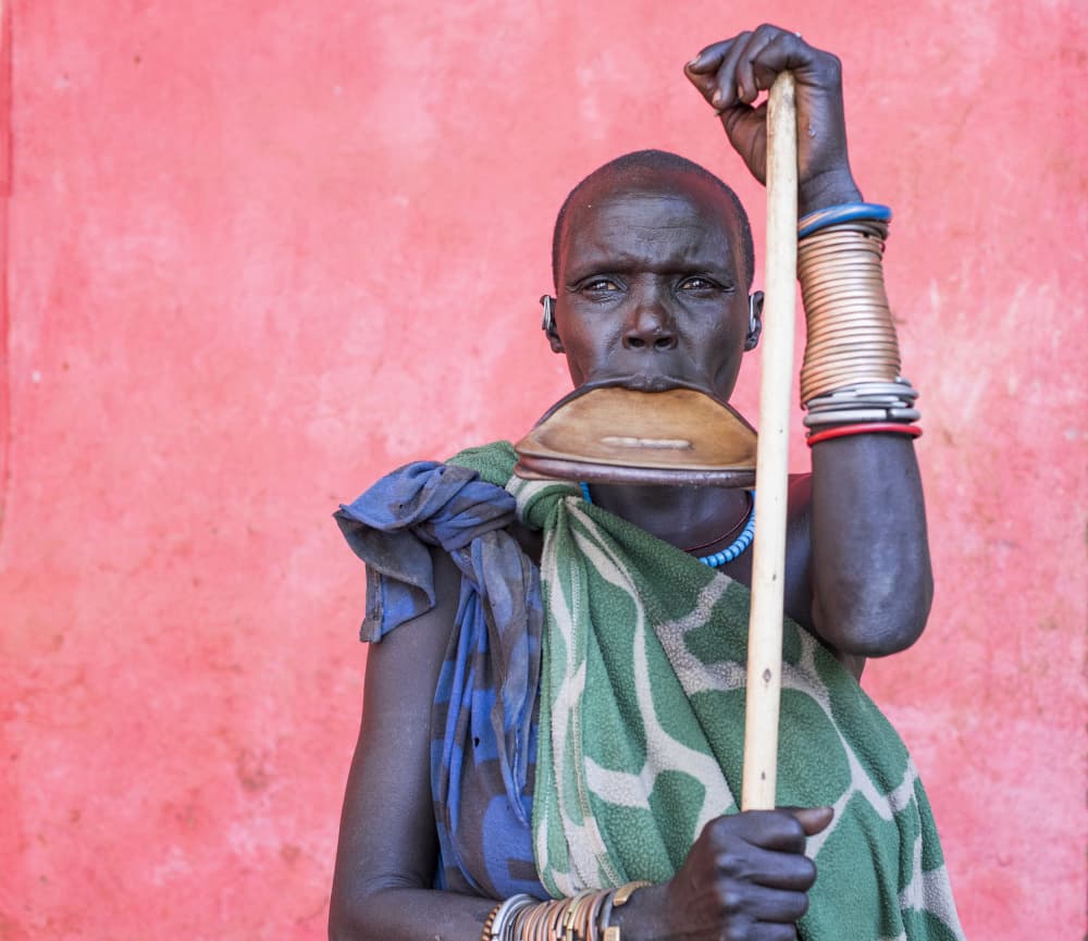 African Lip Plate Portrait by Iris Wiener — canvas wall art
