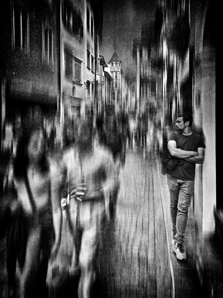 Solitude In The Crowd by Raffaele Corte — canvas wall art