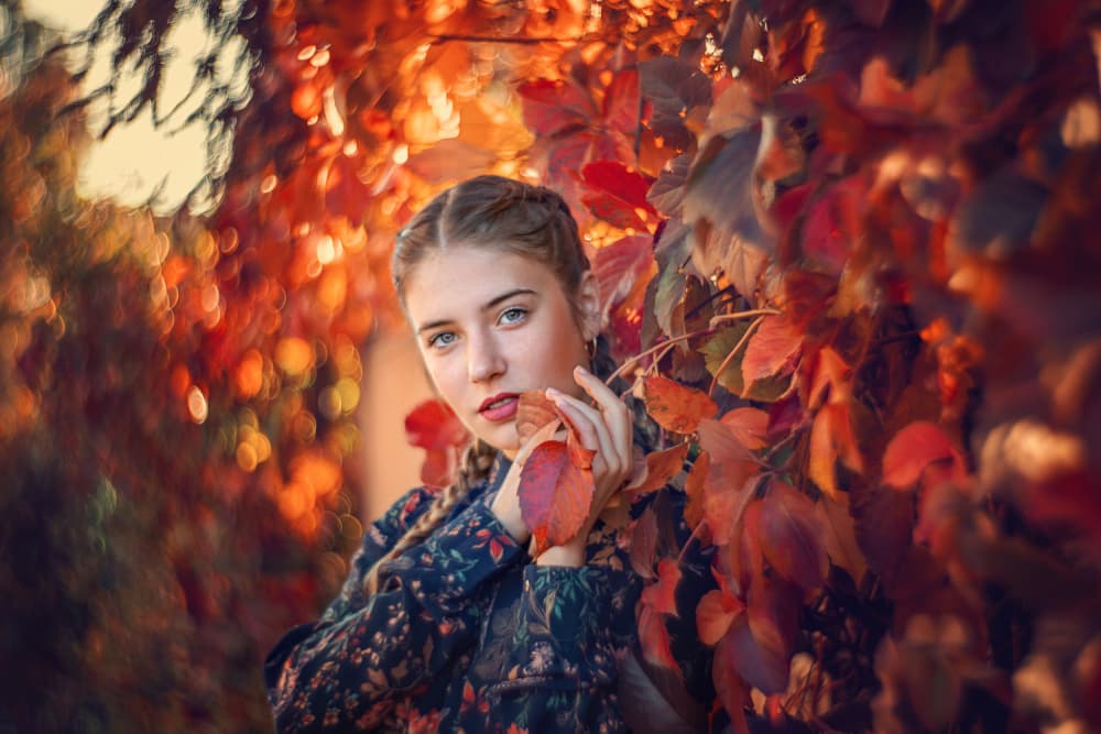 Golden Autumn Girl by Tanya Markova — canvas wall art