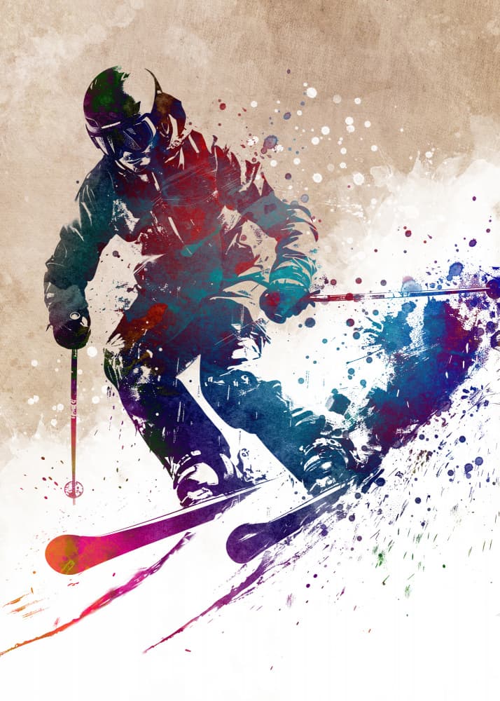 Dynamic Skier Art by Justyna Jaszke — canvas wall art