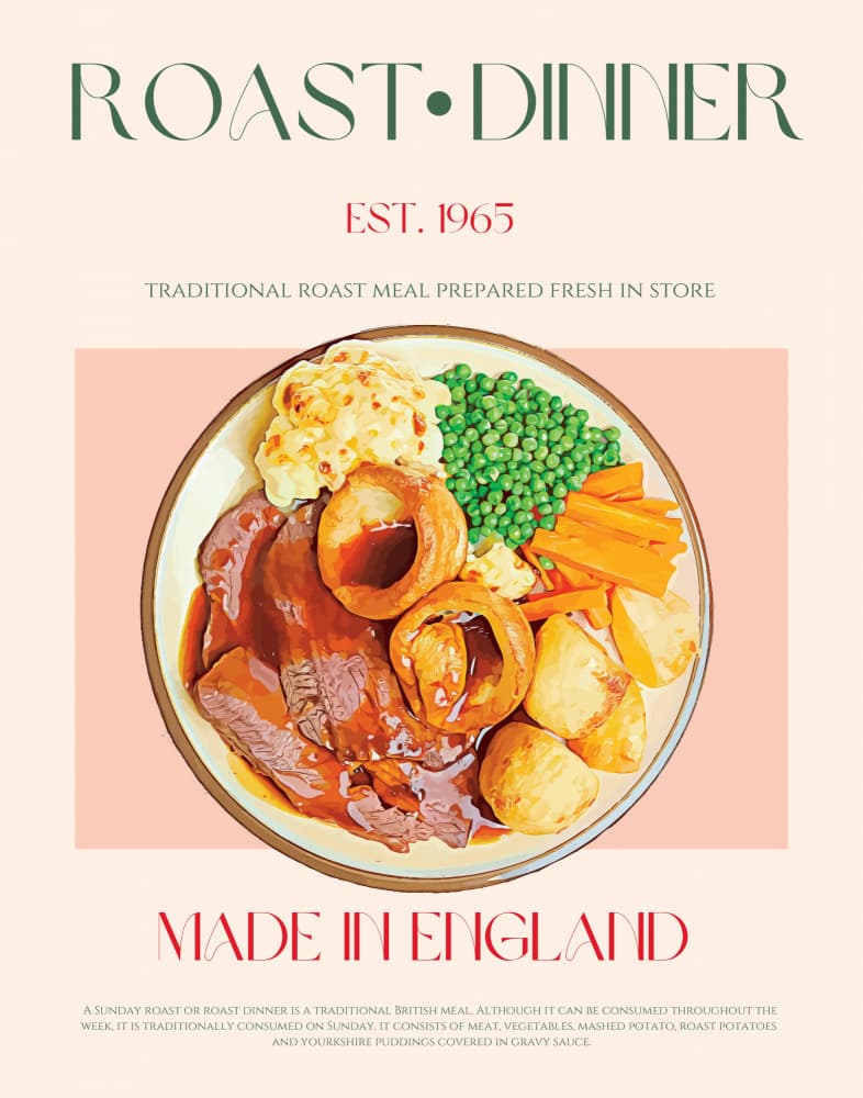 Traditional Roast Dinner by Nazma Khokhar — canvas wall art