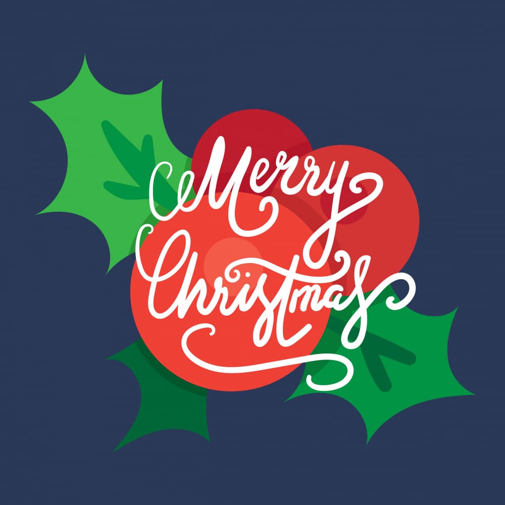 Merry Christmas Holly Berries by Marika Barsrsind — canvas wall art