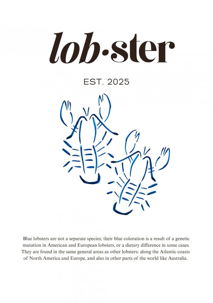 Elegant Blue Lobsters by Elizabeth C — canvas wall art