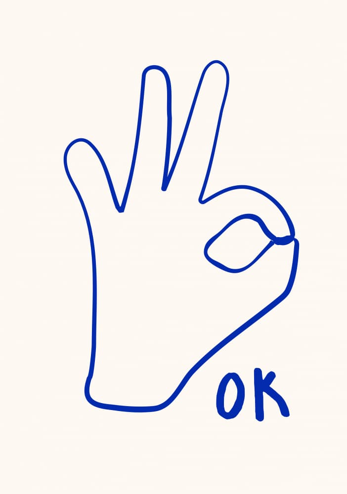 OK Hand Gesture by Sudevi Sen — canvas wall art