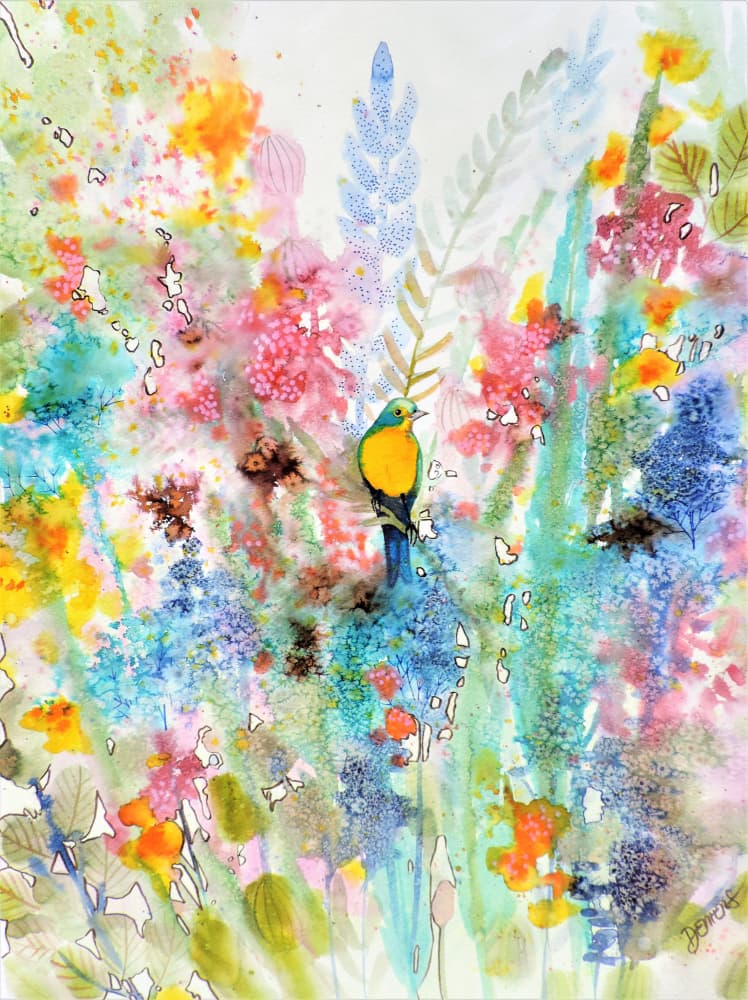 Vibrant Garden Bird by Sylvie Demers — canvas wall art