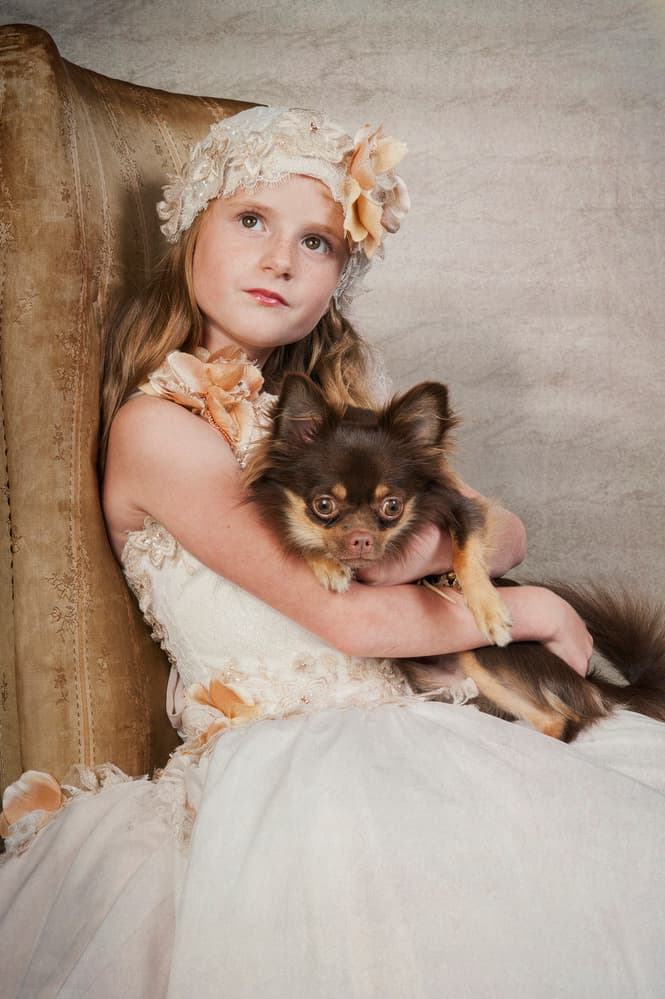 Sweet Girl and Chihuahua by Monika Vanhercke — canvas wall art