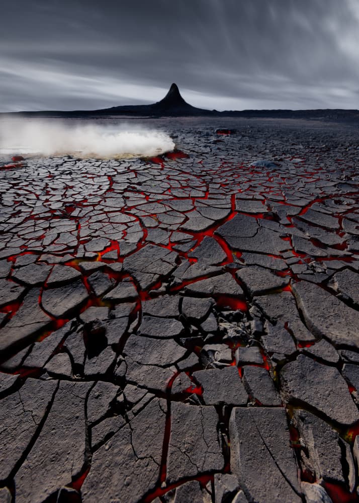 Fiery Cracked Earth by Hsiao-Yang Fei — canvas wall art