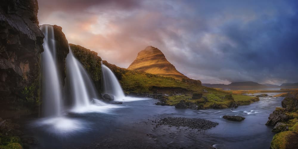 Dramatic Mountain Waterfalls by Miguel Angel Martin Campos — canvas wall art