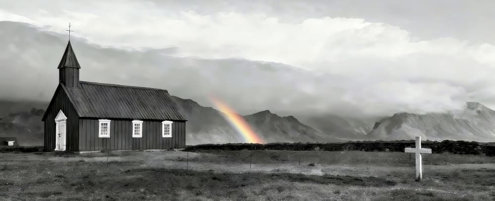 Budir Black Church Rainbow by X-FlyingKN — canvas wall art