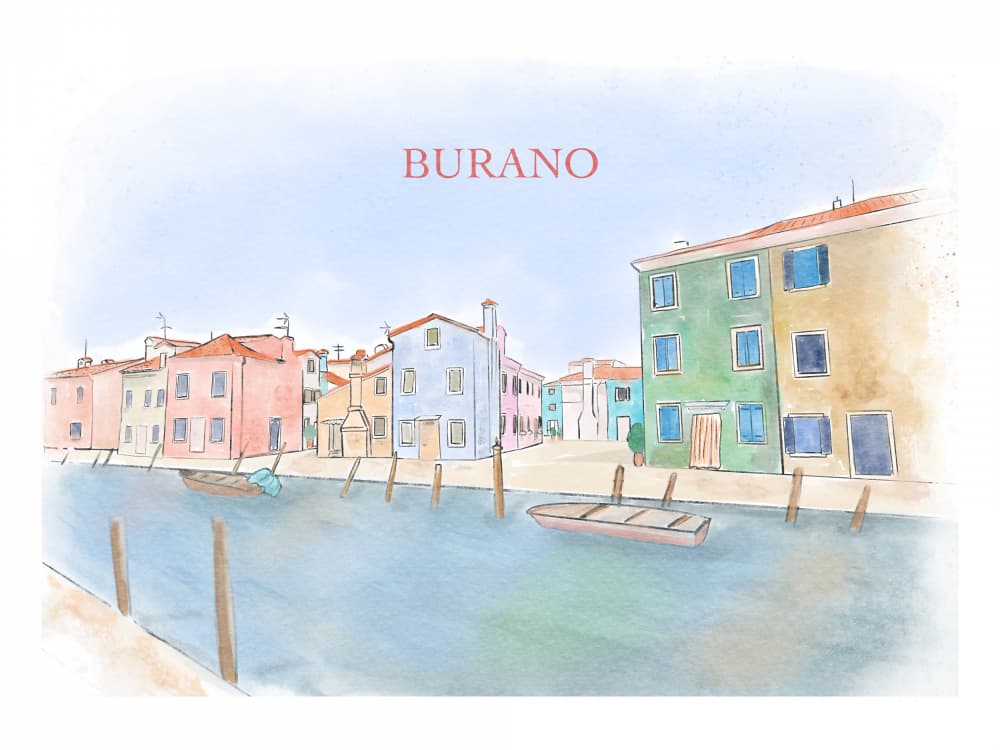 Colorful Burano Canal by Aliya Putrus — canvas wall art