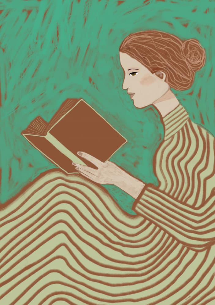 Peaceful Reader Profile by Sharyn Bursic — canvas wall art