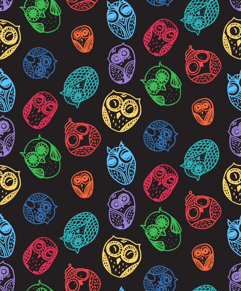 Colorful Owl Pattern by Marika Barsrsind — canvas wall art