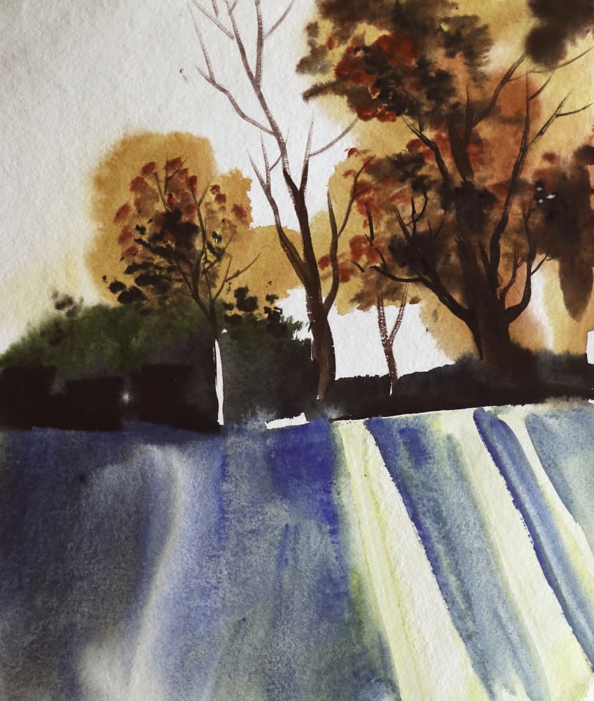 Vibrant Autumn Waterscape by Santhosh ch — canvas wall art