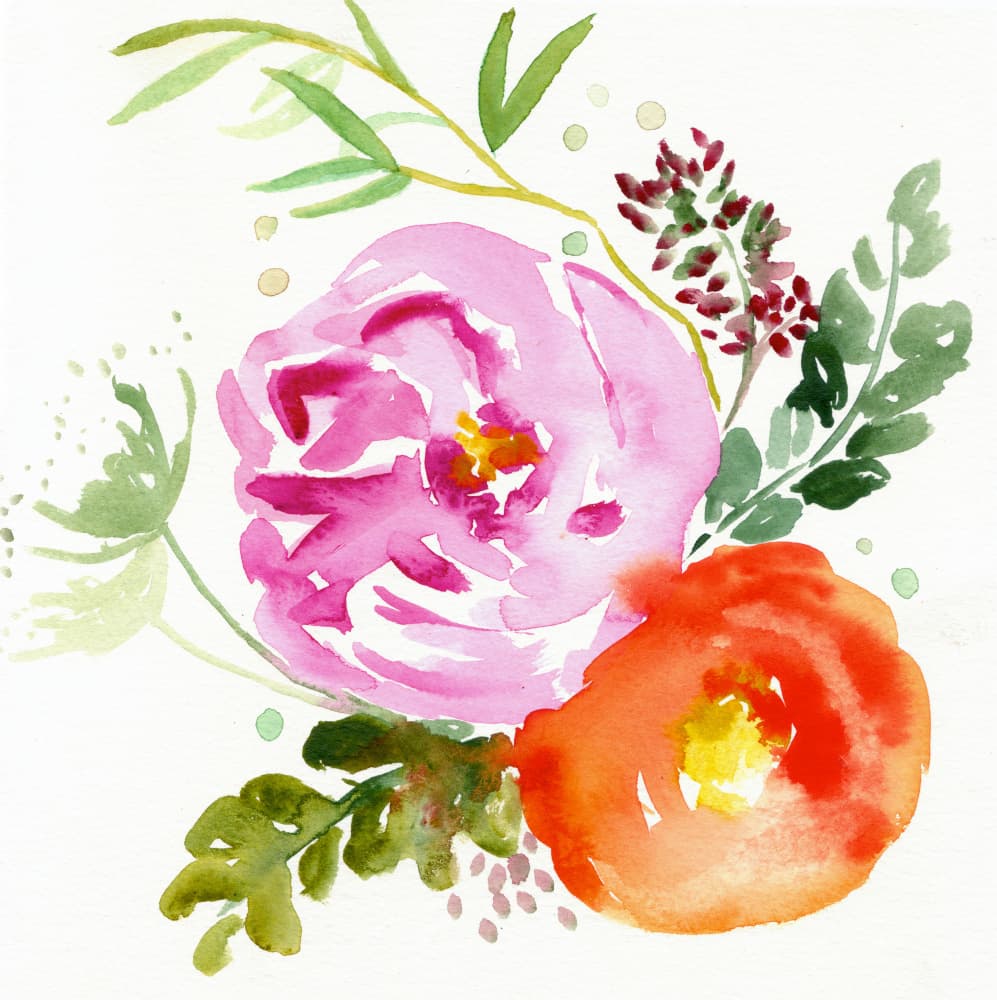 Vibrant Watercolor Blooms by Christine Lindstrom — canvas wall art